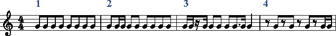 Notenbild Verbalkung Takt 4-4